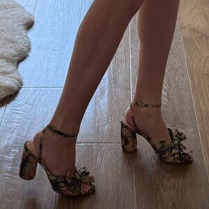 Loeffler Randall Camellia Bow Multicolor Metallic Crinkled Heels- Free shipping